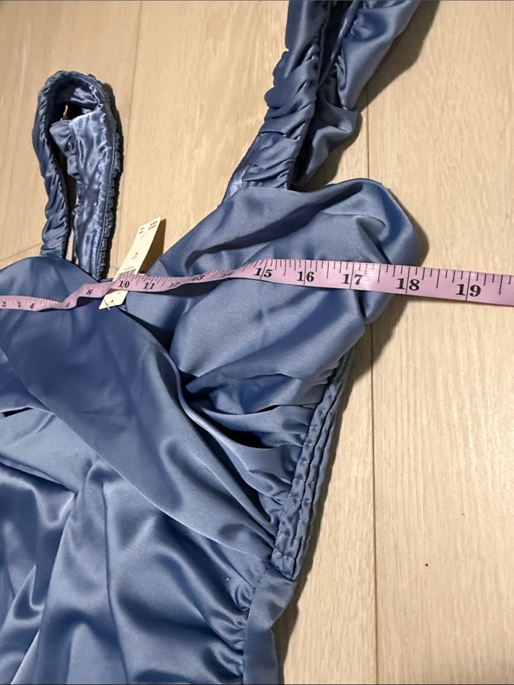 By Anthropologie Light Blue Satin Sweetheart Midi Slit Dress - Picture 6 of 14